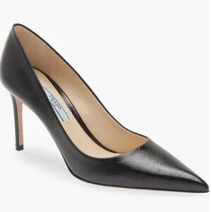 SOLD NEW Prada Patent Saffiano Leather Pumps, 85 mm, Black